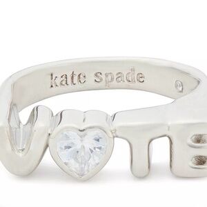 Kate Spade silver-tone cubic zirconia VOTE Signet Ring BNWT size 7
